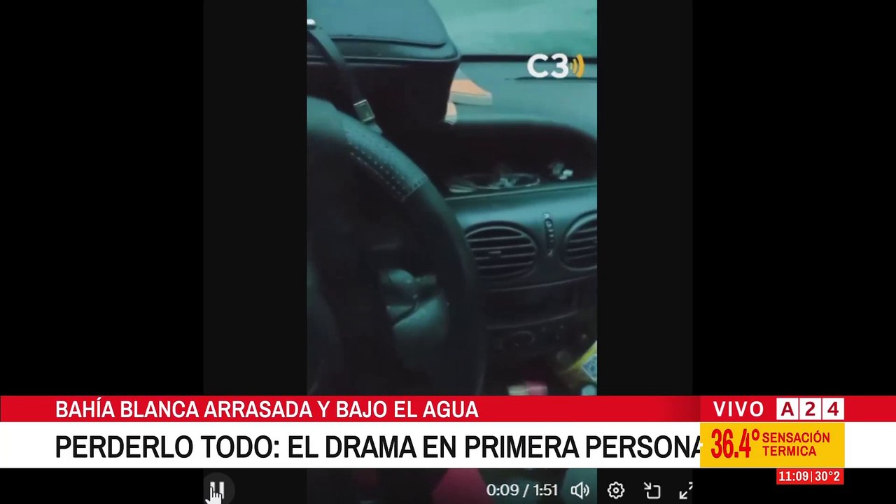 Drama en primera persona de las inundaciones en Bahía Blanca: quedó atrapada en su auto