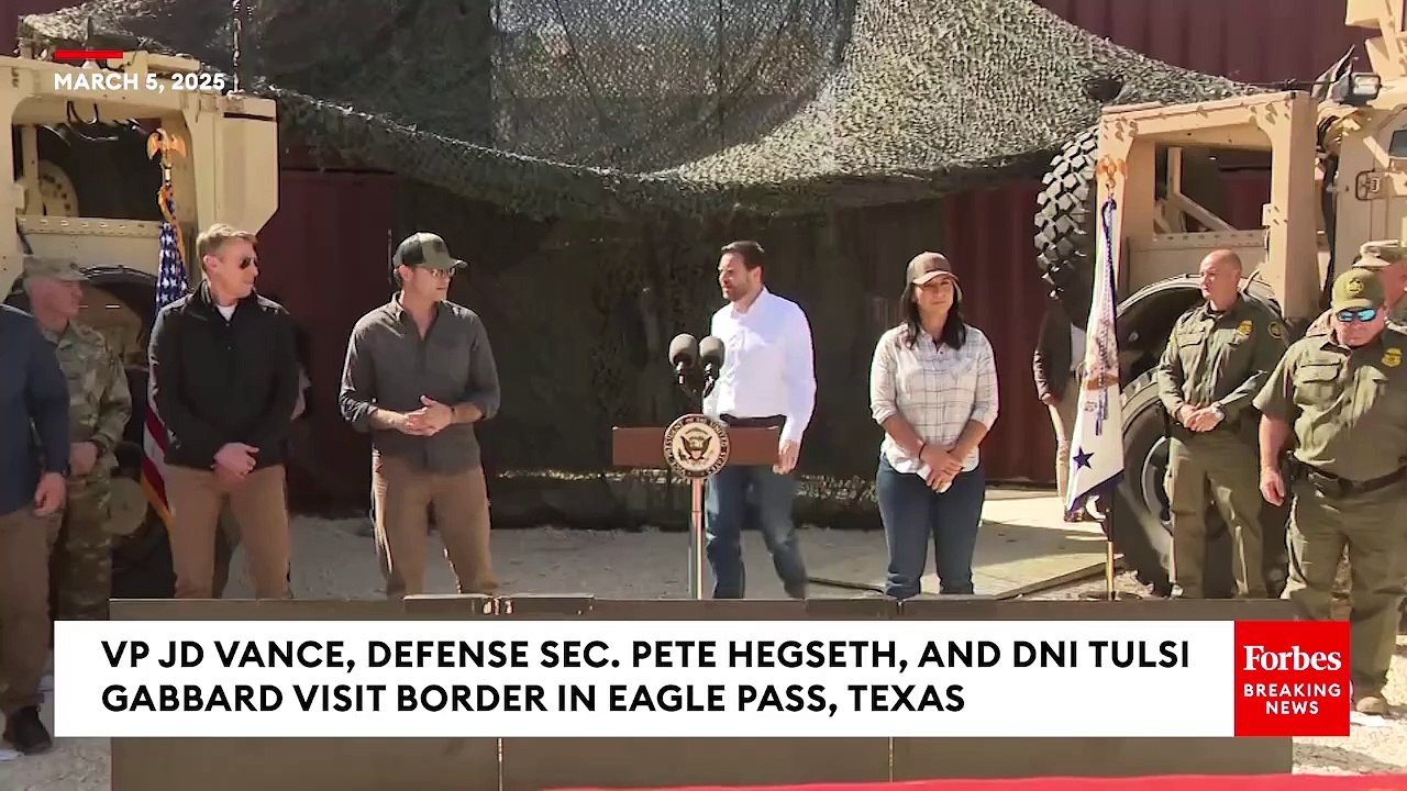 BREAKING NEWS- JD Vance, Pete Hegseth, And Tulsi Gabbard Hold Press Briefing At U.S.-Mexico Border