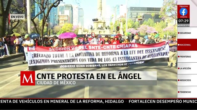 CNTE protesta en el Ángel de la Independencia en CdMx; se dirigen a Palacio Nacional