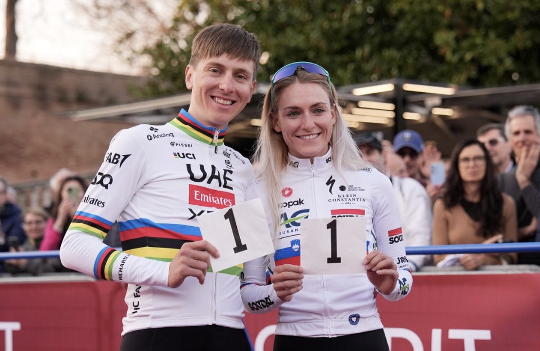 Cycling - Strade Bianche 2025 - Tadej Pogacar, Demi Vollering, Pauline Ferrand-Prévot... interview before Strade Bianche 2025