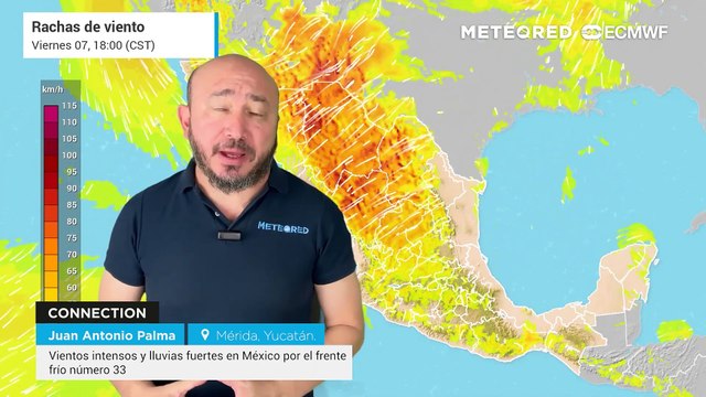 Vientos intensos y lluvias fuertes en México por el frente frío número 33