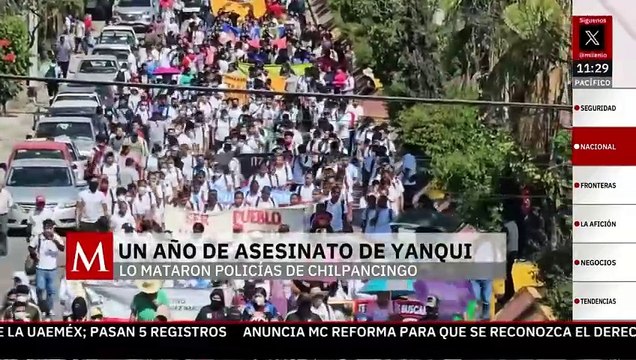 A un año del asesinato de Yanqui Kothan Gómez, normalistas marchan en Chilpancingo