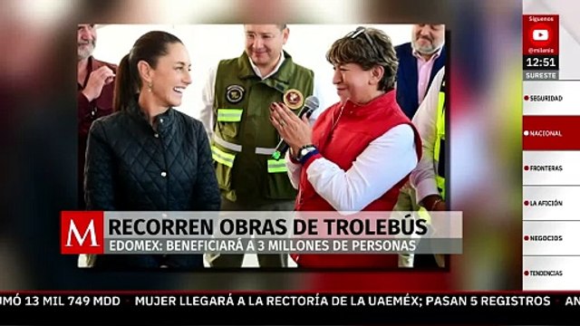 Claudia Sheinbaum y Delfina Gómez recorren obras del Trolebús elevado Chalco-Santa Martha
