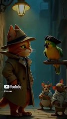 🔍 Detective Cat vs. Suspicious Parrot! 🦜#foryou #cat #funny