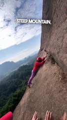 This woman was falling off a mountain 😳