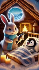 A rabbit helps an injured penguin baby. It_s so pitiful. 🐰 _RabbitRescue _CuteAnimals _AnimalRescue(2K_HD)