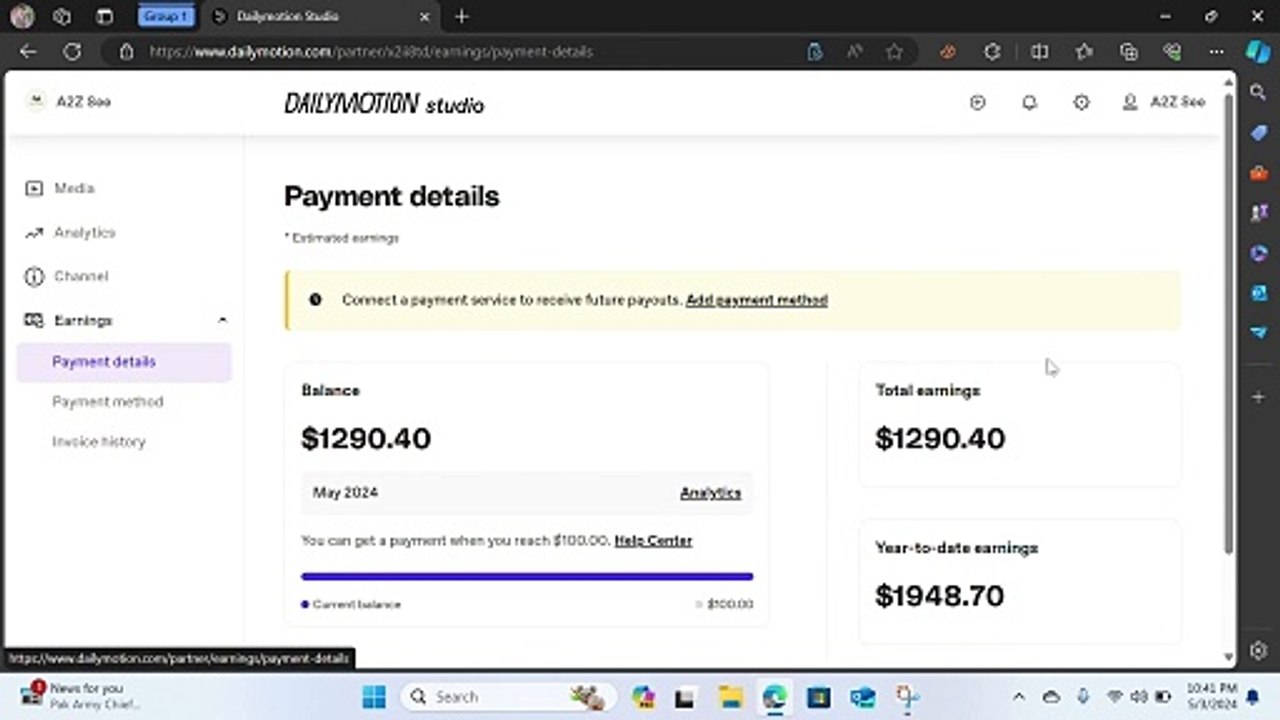 My Dailymotion earning proof how to earn 1000 with Dailymotion making money online
