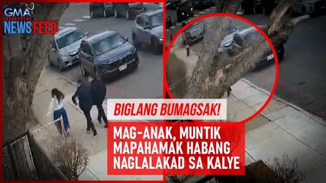 BIGLANG BUMAGSAK! Mag-anak, muntik mapahamak habang naglalakad sa kalye | GMA Integrated Newsfeed