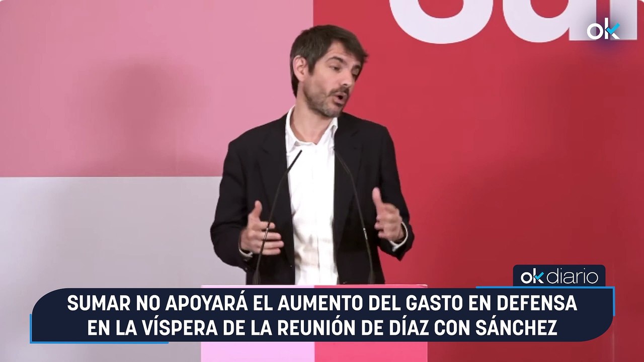 Sumar no apoyará el aumento del gasto en Defensa en la víspera de la reunión de Díaz con Sánchez