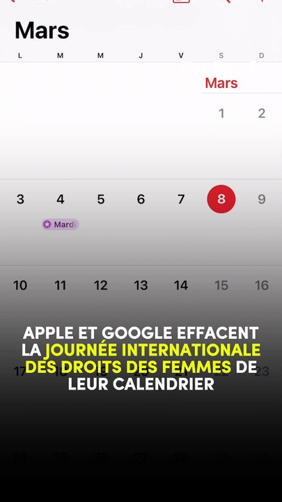 Apple et Google supprime la Journée Internationale des Droits des Femmes de leur calendriers