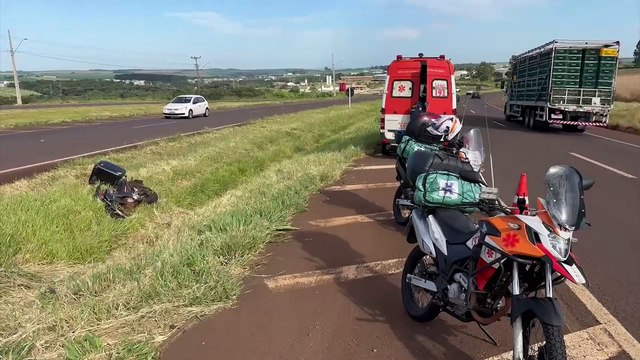 Motociclista fica ferido em acidente na rodovia BR-467, em Cascavel