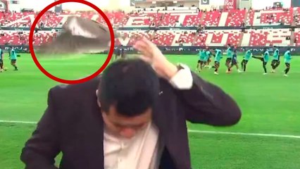 Liga MX: Reportero en cancha recibe una visita inusual a media transmisión y ¡se asusta!