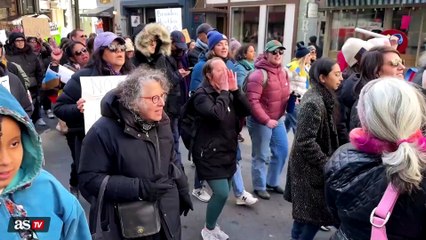 Hundreds of women march in Manhattan to protest Trump