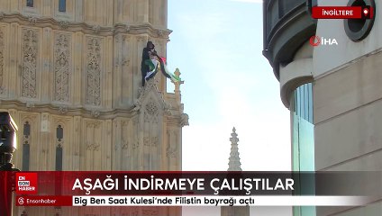 İngiltere’nin simgelerinden Big Ben Saat Kulesi‘nde Filistin bayrağı açtı