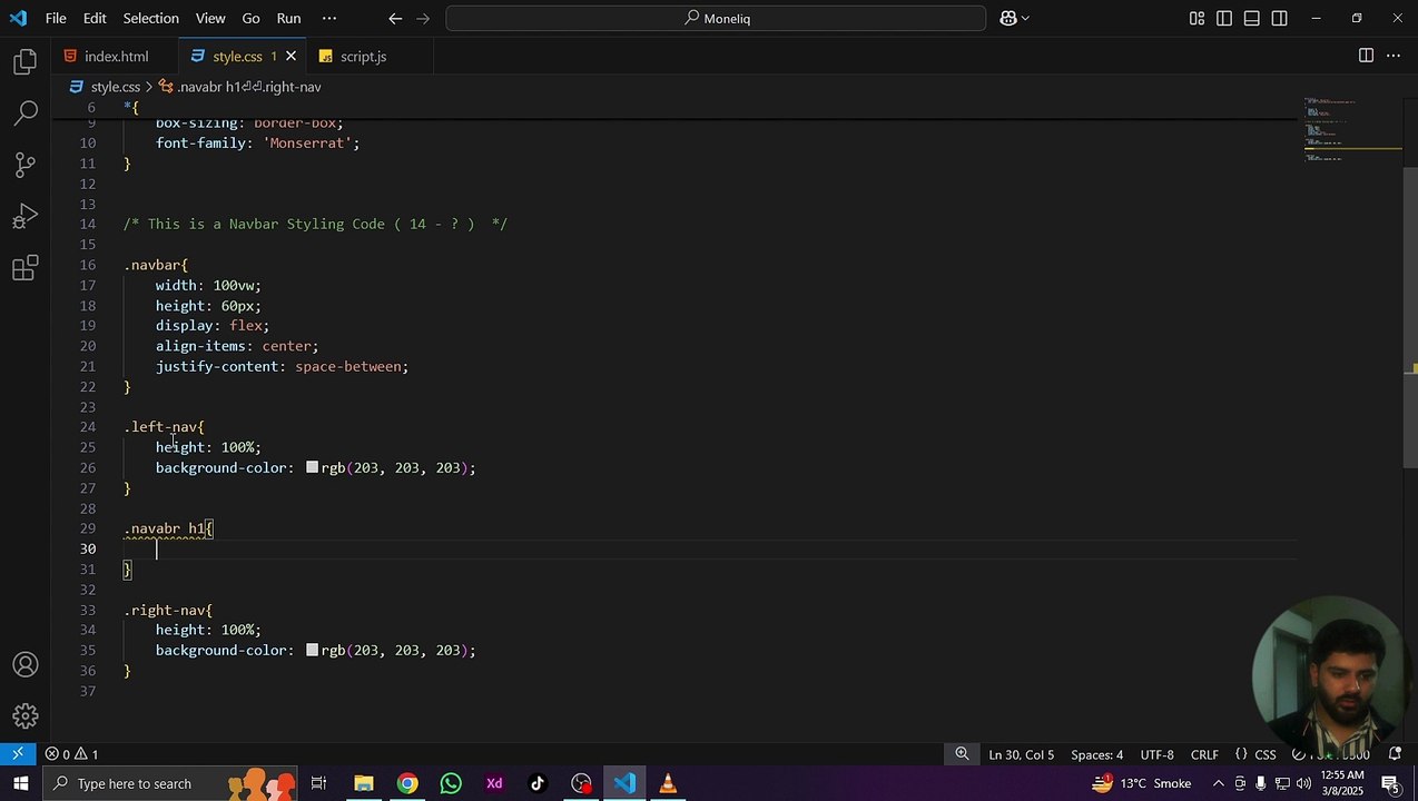 Part 1 : How to make a Navbar of any website | HTML CSS JS | Hindi & Urdu Tutoria