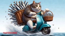 Gato pescando sardinas