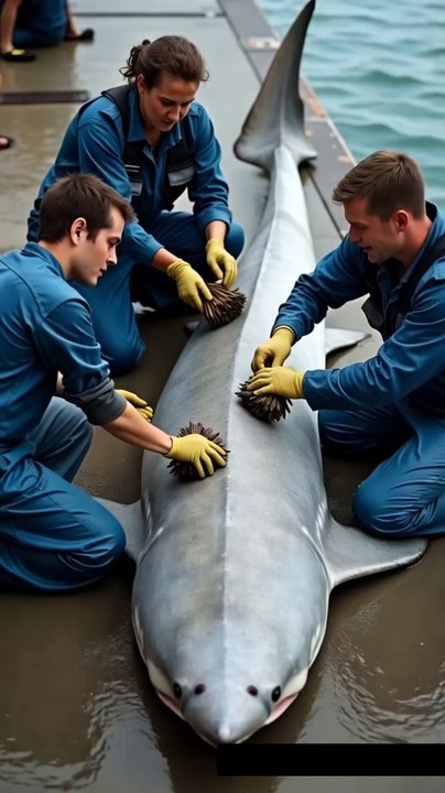 🦈✨ Incredible Rescue! Team Cleans Giant Shark Covered in Barnacles! 🔥🐟