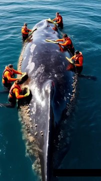 🐋✨ Epic Whale Rescue! Watch the Team Clean a Giant Whale Covered in Barnacles! 🚿💙