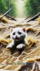 Duckling saves kitten swept away by flash flood 🐥 | cute animal vedio | funny animal videos