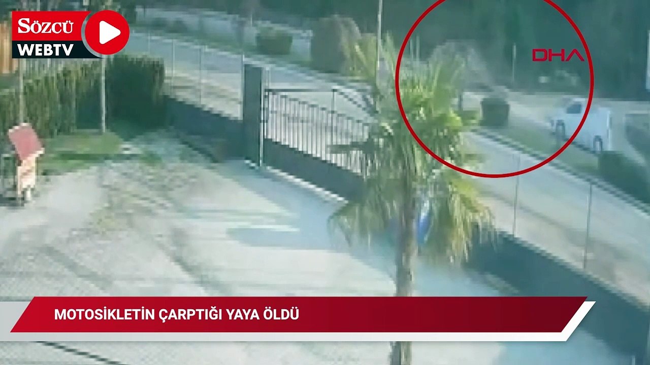 Motosikletin çarptığı yaya öldü; kaza kamerada