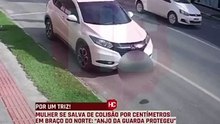 لحظات مرعبة: سيدة تنجو من حادث سيارتين بأعجوبة
