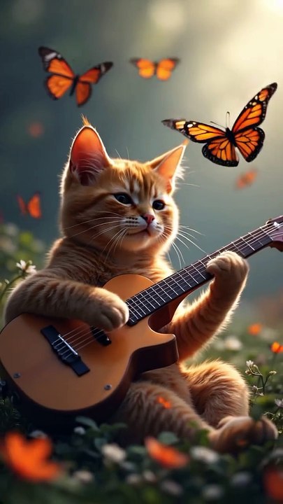 Big cat playing a guitar😍🤗