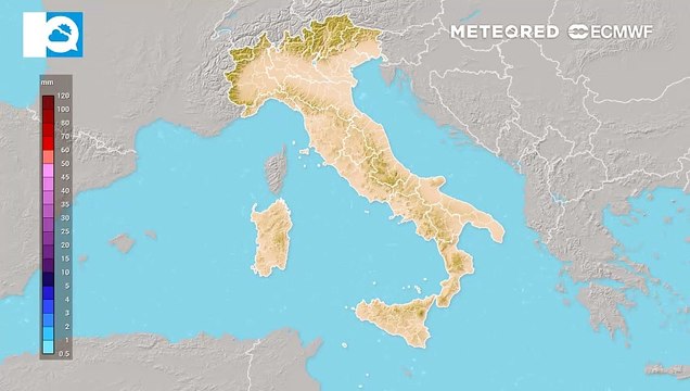 Piogge previste in Italia la prossima settimana