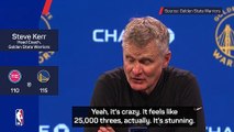 Kerr reacts to Curry's 'crazy' milestone