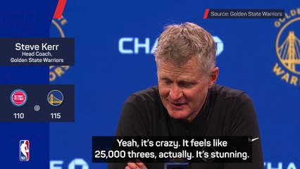 Kerr reacts to Curry's 'crazy' milestone