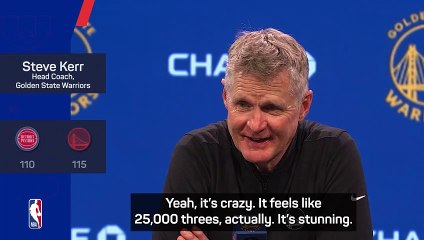 Kerr reacts to Curry's 'crazy' milestone