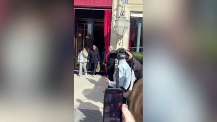 Beckham brood spotted leaving luxury hotel during Paris Fashion Week