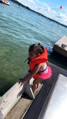 Toddler trying to get out of the boat instantly regrets her decision *Hilarious*