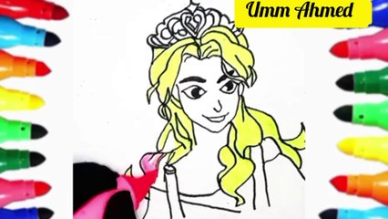Colour A Cute Princess Barbie In My Style/ Drawing Princess Tutorial On Dealymotion/ ‎@UmmAhmed 