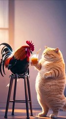 Cat😺 and Cock🐓 Story... by AI CATS STORY.