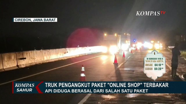 Truk Pengangkut Paket 'Online Shop' Terbakar di Tol Kanci Pejagan Cirebon