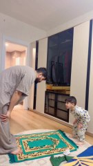 Cute baby fun with father before preyar mash Allah 🥰