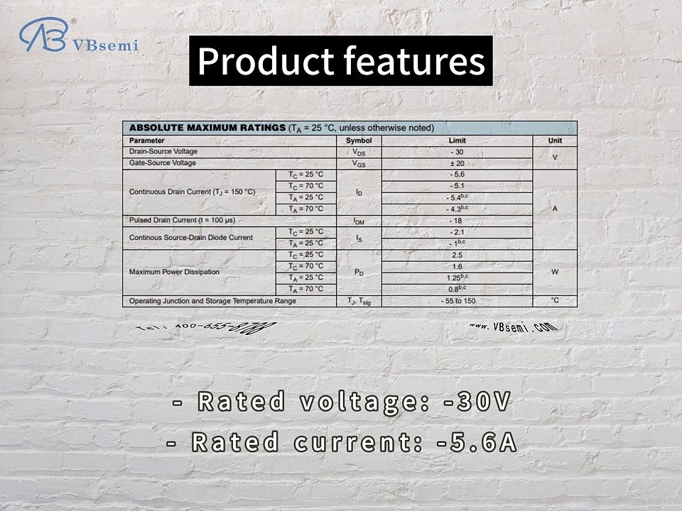 LP2305DSLT1G-VB is a SOT23 package P-Channel field effect MOS tube
