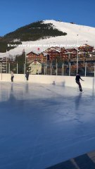 L’élégance de la patinage artistique face aux montagnes majestueuses de l’Alpe d’Huez ! ⛸️🏔