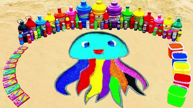 How to make Rainbow Jellyfish with Orbeez, Balloons of Mtn Dew, Fanta, Coca Cola & Sodas vs Mentos