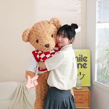 30cm beautiful customized stuffed creamy-white plush bear toy with orange rose flower