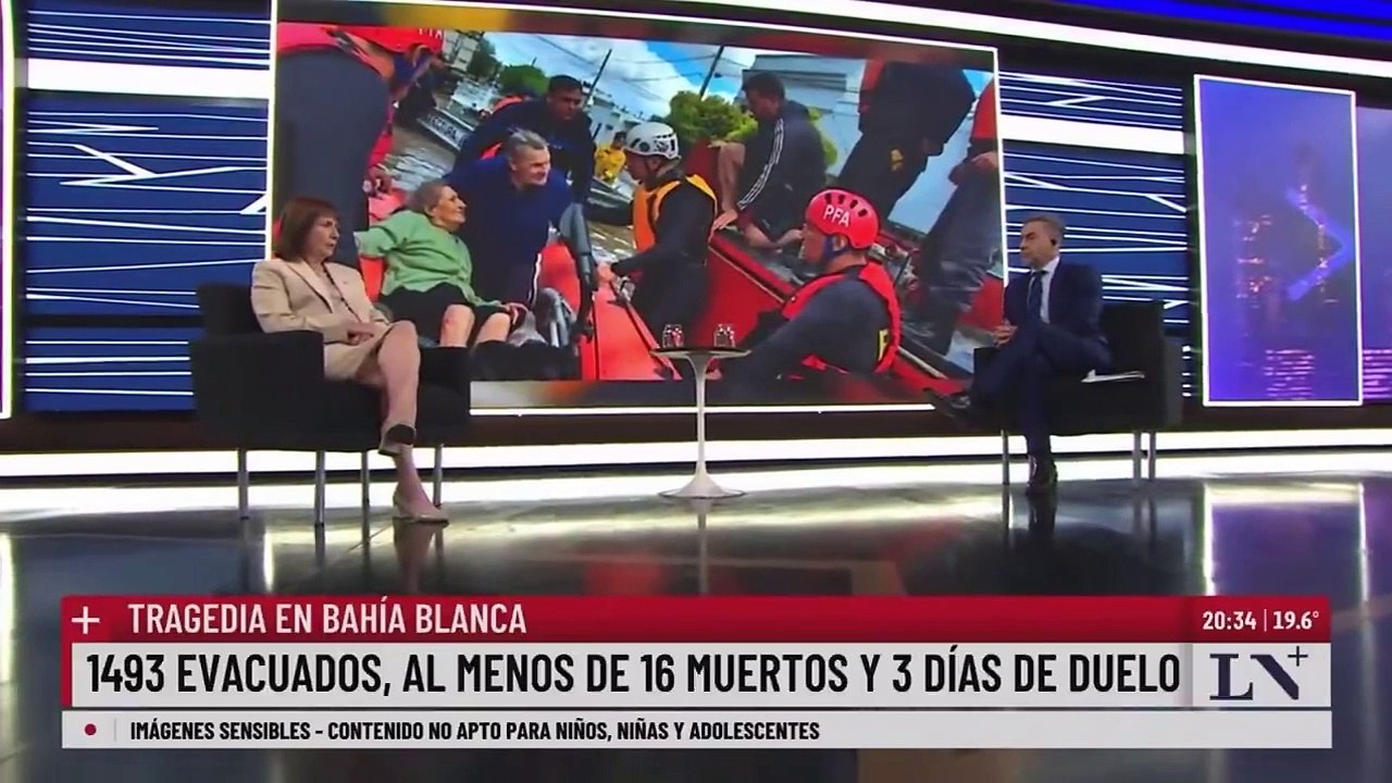 Patricia Bullrich prometió un nuevo "sistema de alerta" tras el trágico temporal en Bahía Blanca