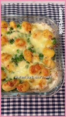 Gratin de gnocchis petits pois et jambon