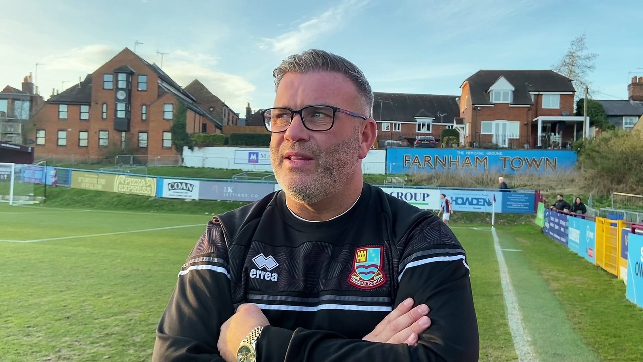 Farnham Town assistant manager Jimmy Hibburt post-Uxbridge