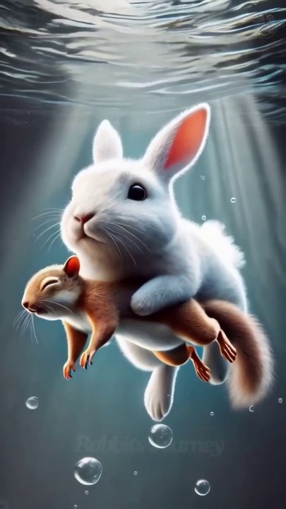 Rabbit's Adventure and Rescue of a Drowning Squirrel 🐰 #RabbitRescue #CuteAnimals #AnimalRescue-8139