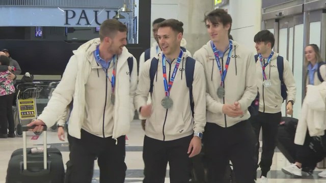 Llegada de los medallistas de los Europeos de Atletismo a Madrid