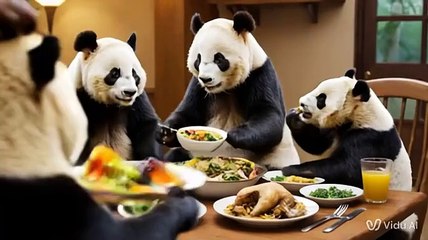 Cute Pandas are eating together  #dailymotion