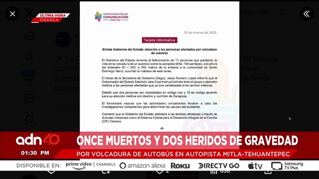 🚨¡Última Hora! Reportan 11 muertos y 2 heridos por volcadura de un autobús en carretera de Oaxaca