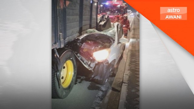 Kemalangan maut: Lelaki maut, kereta rempuh belakang lori treler