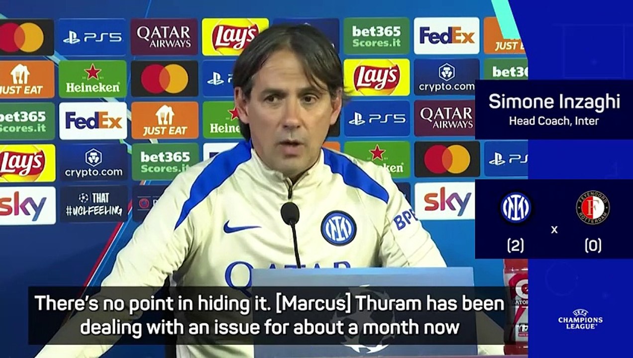 Inzaghi reveals Inter's Thuram is playing through injury - video ...