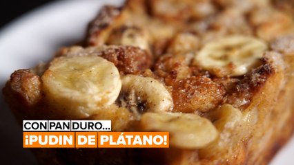 Dale salida a todo ese pan que te sobra ¡y haz un pudin de plátano!